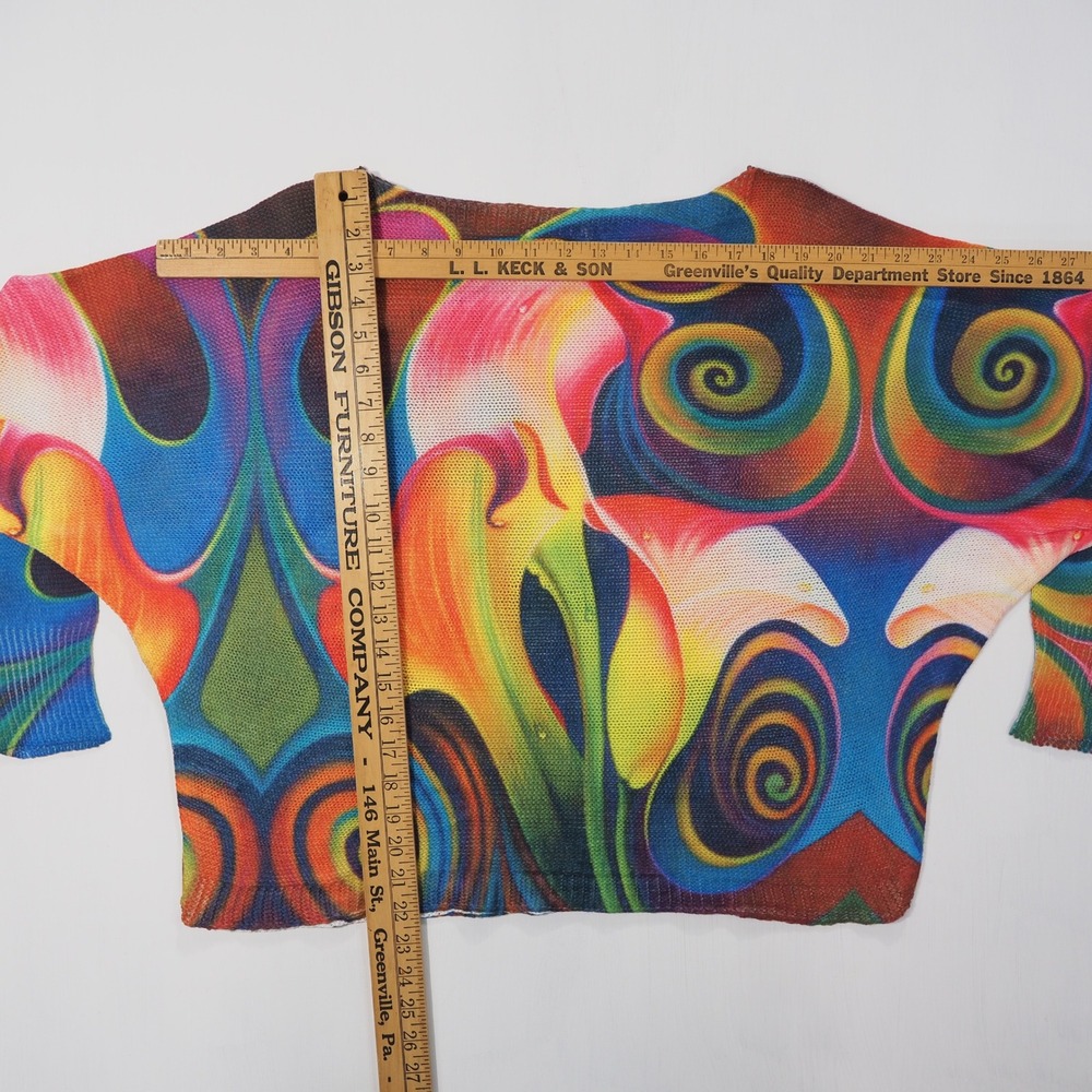 Yolly Italy Womens One Size Oversized Sweater Batwing Rainbow Abstract Open Knit - Picture 5 of 8